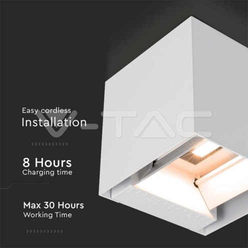 9W COB LED Соларна Стенна Лампа с Батерия 1x2600mAh 16ч. 4000K Бяло Тяло IP65 - изглед 7