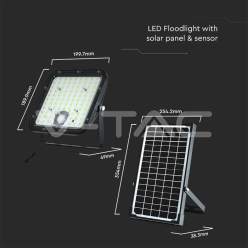 30W LED Соларен Прожектор Черен 6000K 4800LM - изглед 8 - rZ commerce 30W LED Соларен Прожектор Черен 6000K 4800LM - изглед 8
