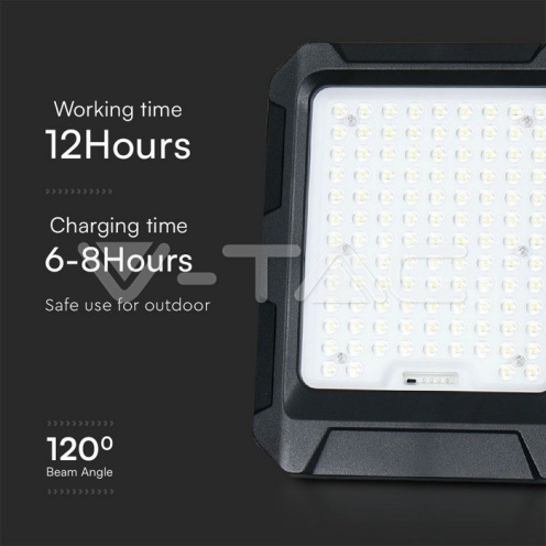 10W LED Соларен Прожектрор 3.7V 8Ah Батерия - изглед 5