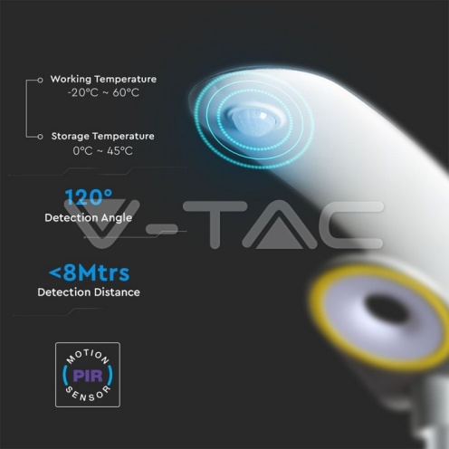 LED Соларно Градинско Тяло 20W PIR Сензор Дистанционно 6400К - изглед 6