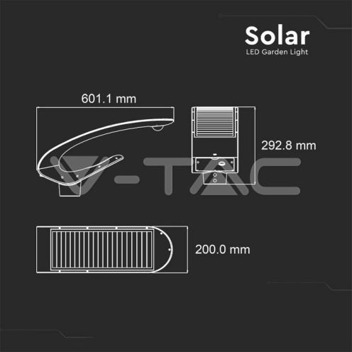 LED Соларно Градинско Тяло 20W PIR Сензор Дистанционно 6400К - изглед 9