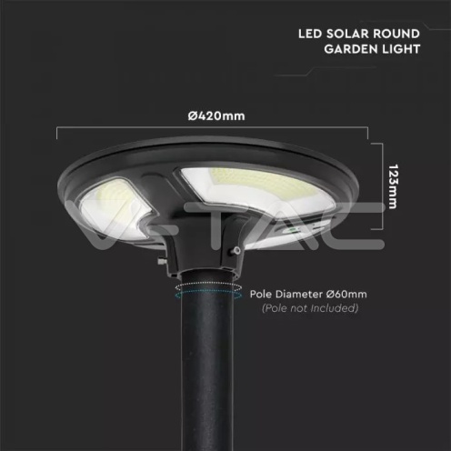 LED Соларно Градинско Тяло 7.5W Сензор Дистанционно IP65 6500K - изглед 19