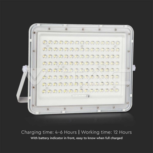 20W LED Соларен Прожектор 4000K Сменяема Батерия Бяло Тяло 1800Lm - изглед 14