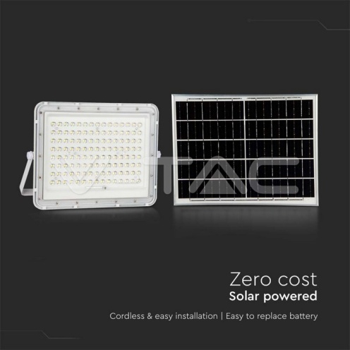 20W LED Соларен Прожектор 4000K Сменяема Батерия Бяло Тяло 1800Lm - изглед 11