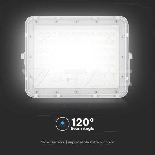 15W LED Соларен Прожектор 4000K Сменяема Батерия Бяло Тяло 1200Lm - изглед 2