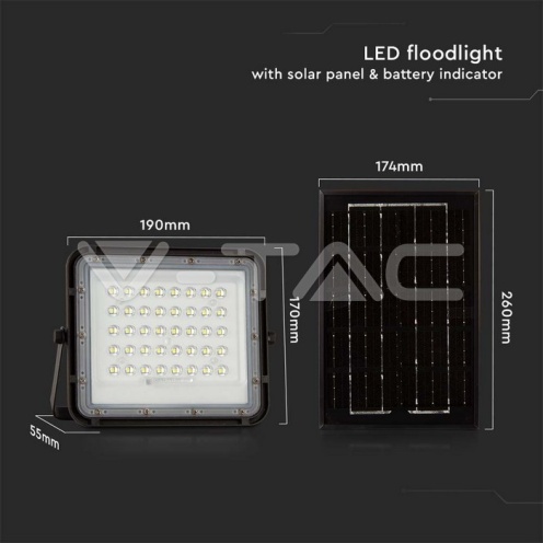 6W LED Соларен Прожектор 4000K Сменяема Батерия Черно Тяло - изглед 4 - rZ commerce 6W LED Соларен Прожектор 4000K Сменяема Батерия Черно Тяло - изглед 4
