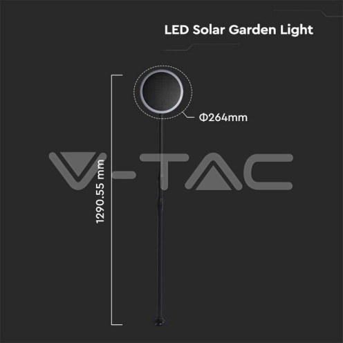 8W LED Соларно Градински Тяло Черно Бяло Тяло 3000K - изглед 3