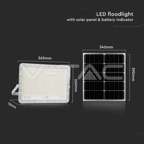 30W LED Соларен Прожектор 6400K Сменяема Батерия Бяло Тяло - изглед 4