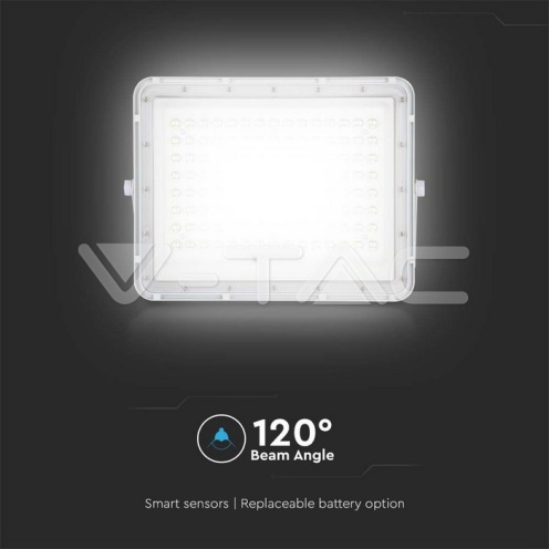 20W LED Соларен Прожектор 6400K Сменяема Батерия Бяло Тяло - изглед 2