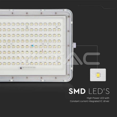 20W LED Соларен Прожектор 6400K Сменяема Батерия Бяло Тяло - изглед 9