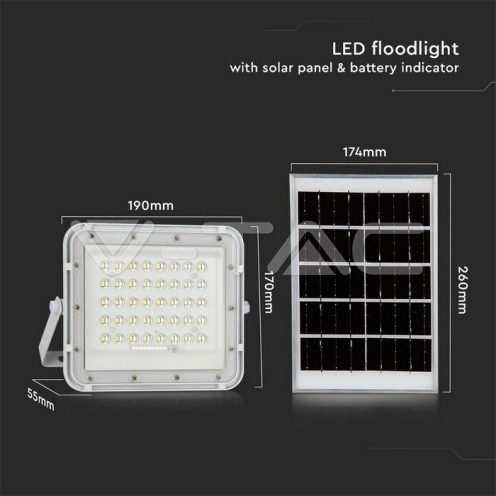 6W LED Соларен Прожектор 6400K Сменяема Батерия Бяло Тяло - изглед 4 - rZ commerce 6W LED Соларен Прожектор 6400K Сменяема Батерия Бяло Тяло - изглед 4