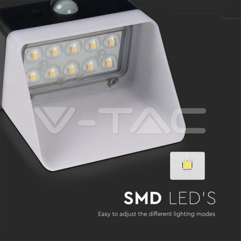 2W LED Соларна стенна лампа панда литиева Батерия 3.7v 1200mA CCT: 4000K Черна+Бяла - изглед 20