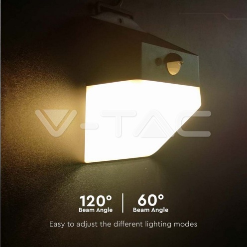 2W LED Соларна стенна лампа панда литиева Батерия 3.7v 1200mA CCT: 4000K Черна+Бяла - изглед 2