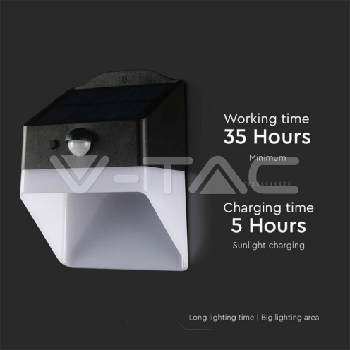 2W LED Соларна стенна лампа панда литиева Батерия 3.7v 1200mA CCT: 4000K Черна+Бяла - изглед 5
