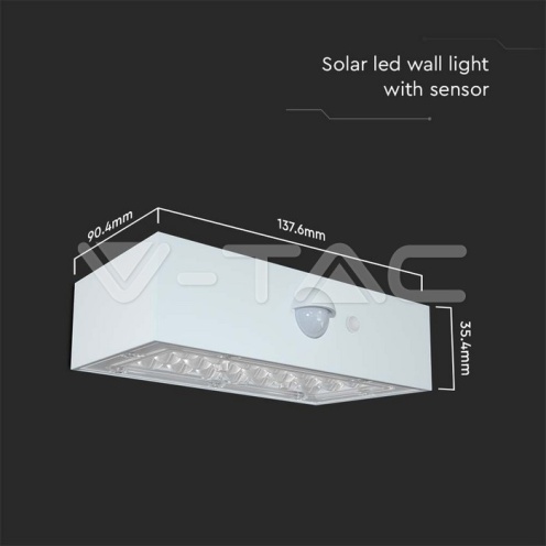 3W LED Соларна Стенна Лампа със Сензор 4000K+3000K Бяла - изглед 8