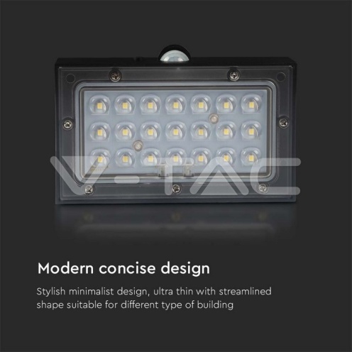 3W LED Соларна Стенна Лампа със Сензор 4000K+3000K Черна - изглед 16