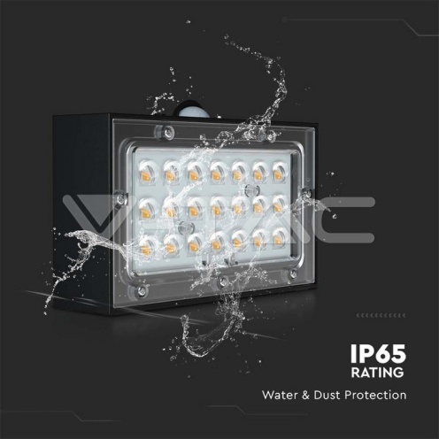 3W LED Соларна Стенна Лампа със Сензор 4000K+3000K Черна - изглед 7
