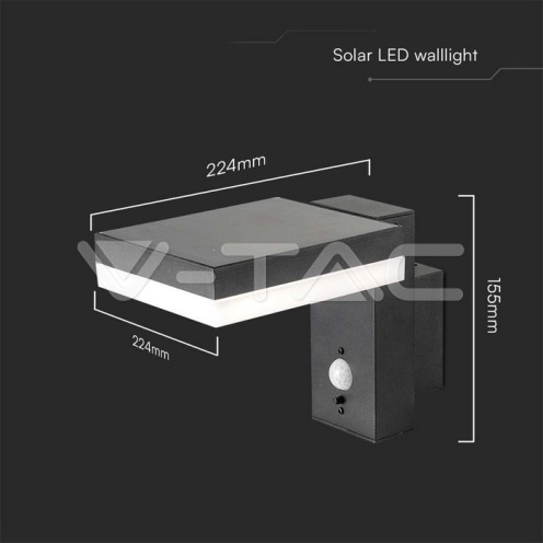 5.5W LED Соларна Стенна Черна PIR Сензор Квадрат 3000K IP44 - изглед 7 - rZ commerce 5.5W LED Соларна Стенна Черна PIR Сензор Квадрат 3000K IP44 - изглед 7