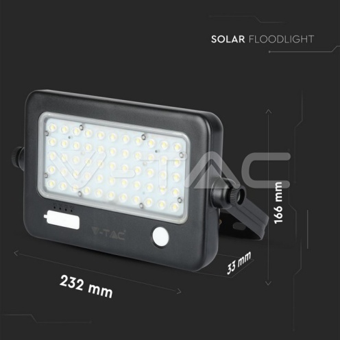 10W LED Соларен Прожектор 2 Части Черно Тяло 4000K PIR Сензор IP65 - изглед 6 - rZ commerce 10W LED Соларен Прожектор 2 Части Черно Тяло 4000K PIR Сензор IP65 - изглед 6