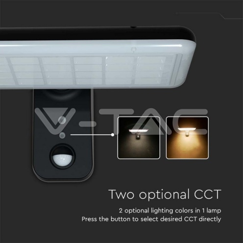 15W LED Соларна Стенна Лампа CCT: 6000K+4000K Черна с PIR сензор 2000lm - изглед 21