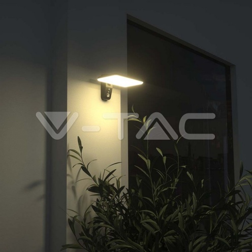 15W LED Соларна Стенна Лампа CCT: 6000K+4000K Черна с PIR сензор 2000lm - изглед 10