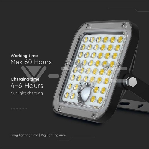10W LED Соларен прожектор LiFePo батерия 3.7V черен 6000K 1500Lm IP65 - изглед 16
