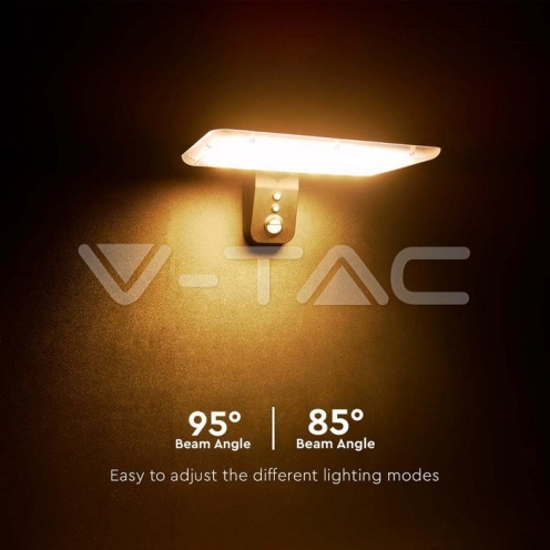 15W LED Соларна Стенна Лампа CCT: 6000K+4000K Черна с PIR сензор 2000lm - изглед 2