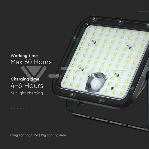 30W LED Соларен Прожектор LiFePo Батерия 3.7V Черен 4000K 4800Lm - изглед 16
