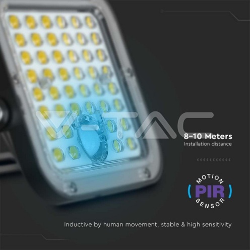 10W LED Соларен прожектор LiFePo батерия 3.7V черен 6000K 1500Lm IP65 - изглед 2