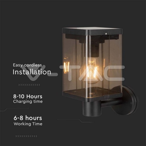 2.5W LED Соларна Стенна Лампа Е27 Сензор IP44 - изглед 3