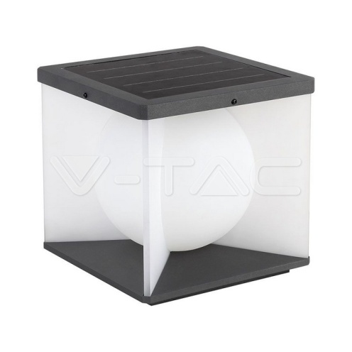 3W LED Соларна Градинска Лампа (205A-205A-183mm) 3000K Черно-бяло Тяло - изглед 1