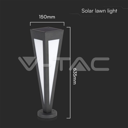 2W LED Соларна Градинска Лампа 3000K Черно тяло - изглед 2
