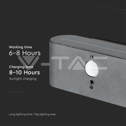 2.5W LED Соларна Стенна Черна PIR Сензор 3000K IP44 - изглед 3