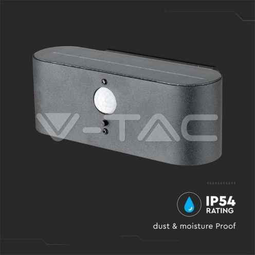 2.5W LED Соларна Стенна Черна PIR Сензор 3000K IP44 - изглед 7
