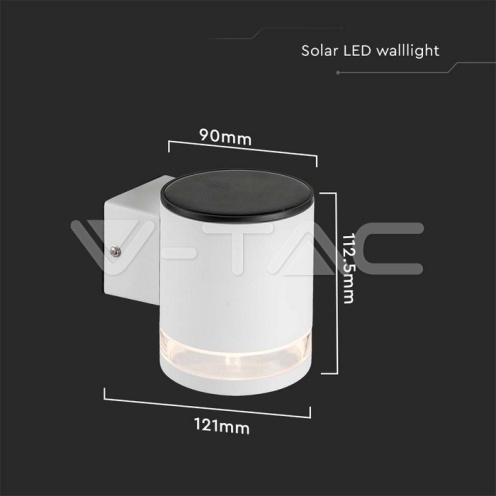 1W LED Соларна Стенна Лампа SMD Бяло Тяло IP44 3000K - изглед 6 - rZ commerce 1W LED Соларна Стенна Лампа SMD Бяло Тяло IP44 3000K - изглед 6