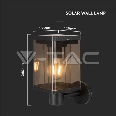 2.5W LED Соларна Стенна Лампа Е27 Сензор IP44 - изглед 8
