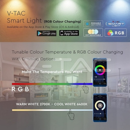 LED Крушка - 4.5W GU10 Пластик SMART RGB + Топла и Студена Светлина - изглед 7 - rZ commerce LED Крушка - 4.5W GU10 Пластик SMART RGB + Топла и Студена Светлина - изглед 7