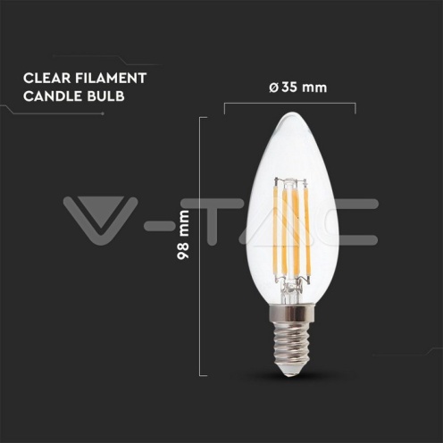LED Крушка - 4W Filament E14 Кендъл Димиращ 3000K 400Lm - изглед 4