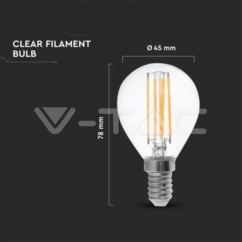 LED Крушка - 6W Filament E14 P45 3000К - изглед 4 - rZ commerce LED Крушка - 6W Filament E14 P45 3000К - изглед 4