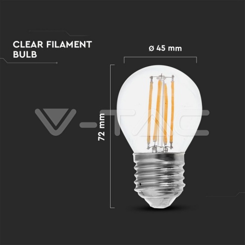 LED Крушка - 6W Filament E27 G45 4000К 130LM/W - изглед 5