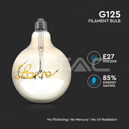 LED Крушка - 5W E27 Filament G125 Amber 2200K - изглед 2 - rZ commerce LED Крушка - 5W E27 Filament G125 Amber 2200K - изглед 2