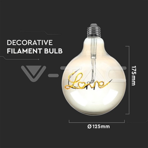 LED Крушка - 5W E27 Filament G125 Amber 2200K - изглед 4 - rZ commerce LED Крушка - 5W E27 Filament G125 Amber 2200K - изглед 4
