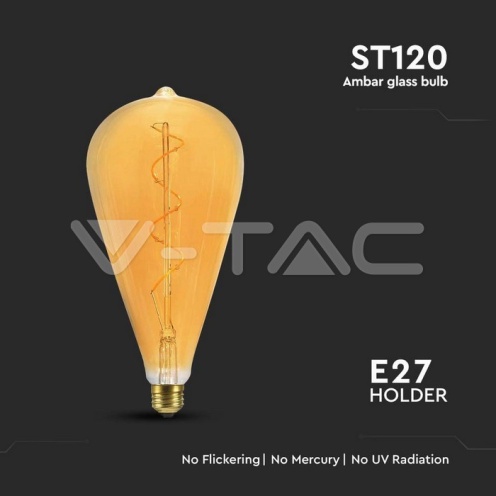 LED Крушка - 4W Filament Спирала ST120 2700K Амбър - изглед 2 - rZ commerce LED Крушка - 4W Filament Спирала ST120 2700K Амбър - изглед 2