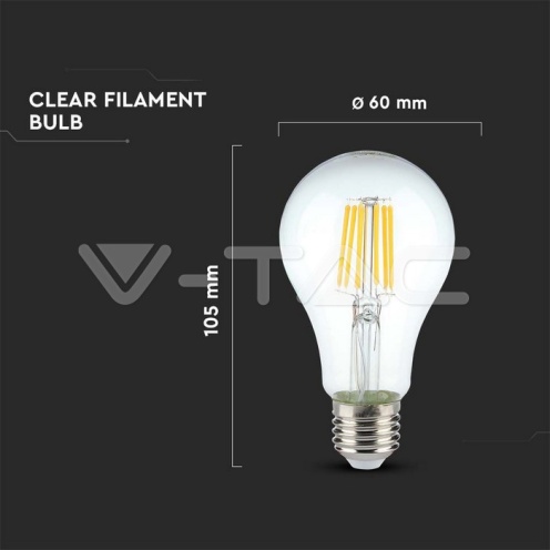 LED Крушка - 10W Filament E27 A60 3000К 1055Lm - изглед 4
