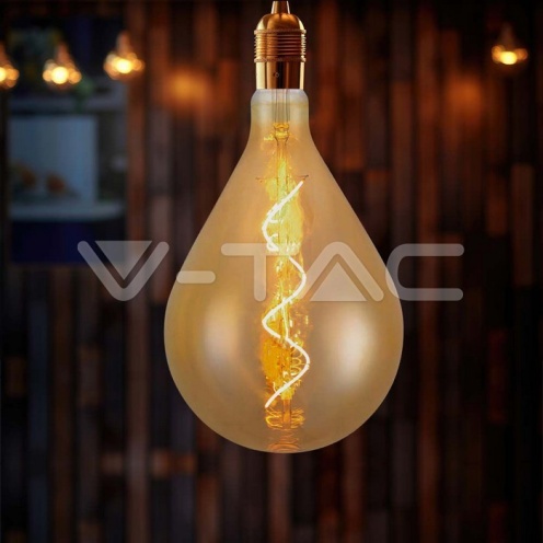 LED Крушка - 4W Filament Спирала A160 2700K Амбър - изглед 4