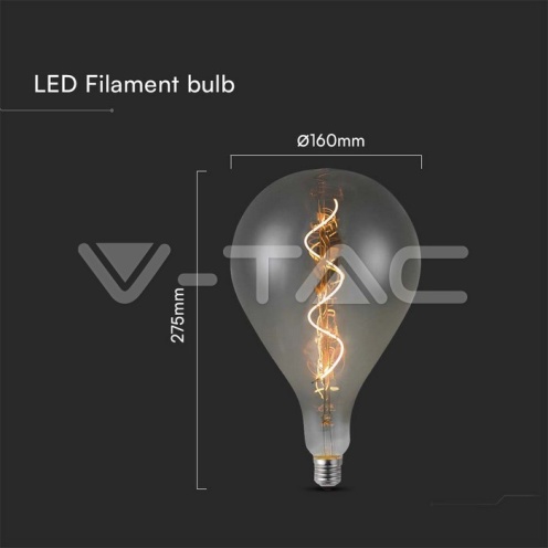 LED Крушка - 4W Filament Спирала A160S 2700K Опушен - изглед 3