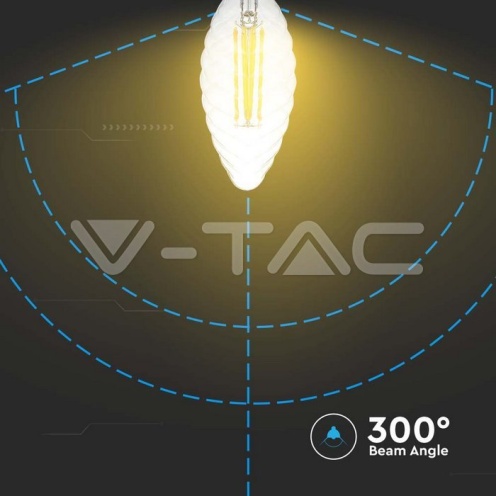 LED Крушка - 4W Filament E14 Кендъл Спирала Димиращ 3000K - изглед 3