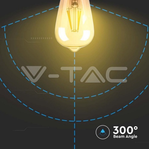 LED Крушка - 4W Filament E27 ST64 Амбър 2200K 350Lm - изглед 3