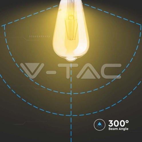 LED Крушка - 6W Filament E27 ST64 Амбър 2200K - изглед 3