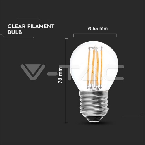 LED Крушка - 4W Filament E27 G45 3000К - изглед 4